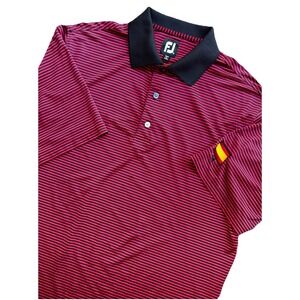 Footjoy Polo Golf Shirt Mens Medium Spain Performance Active Stretchy Striped